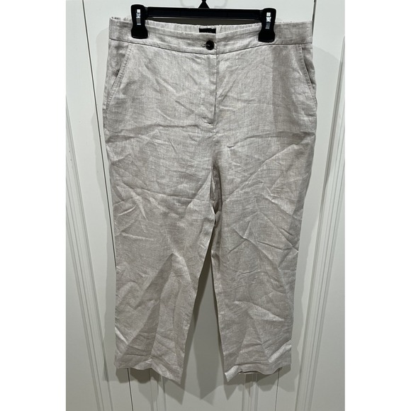 Talbots Pants - Talbots Women's 100% Linen Pants Size 10 Wide Leg Beige Resort Coastal Beach
